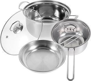 Stainless Steel Cookware Set with Handles and Easy Clean