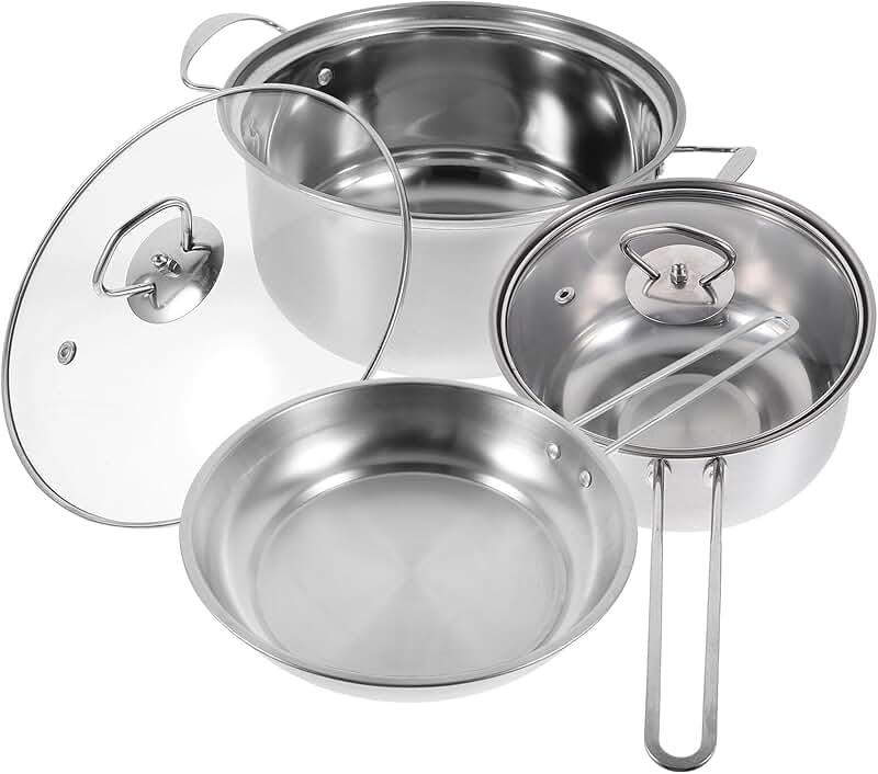 Stainless Steel Cookware Set with Handles and Easy Clean