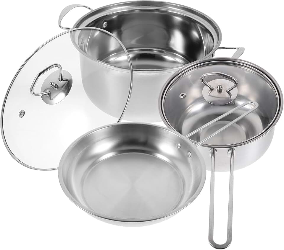 Stainless Steel Cookware Set with Handles and Easy Clean