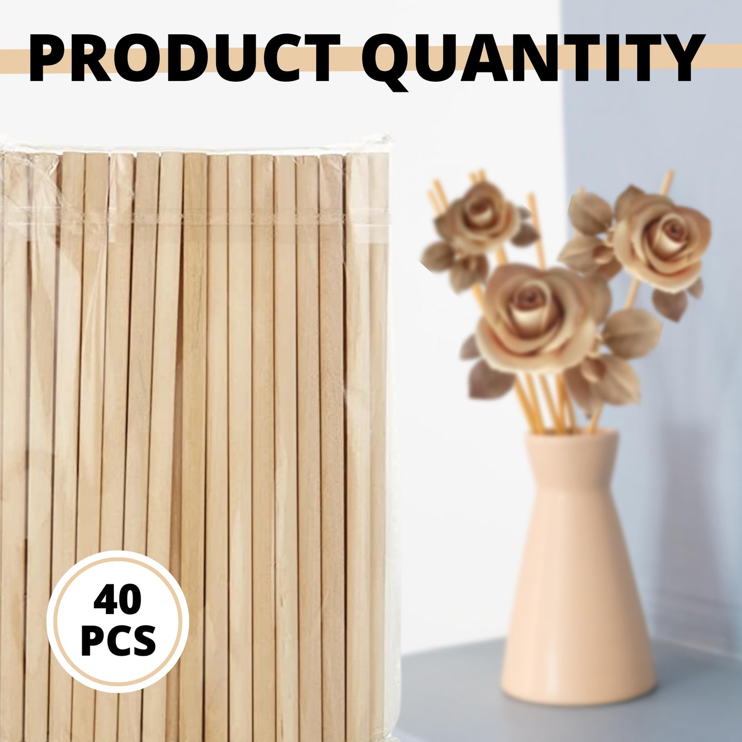 40 pcs 24 Inch 1/4 Inch Wooden Dowel Rods