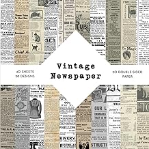 Vintage Newspaper Scrapbook Paper, 8.5x8.5 inches, 40 sheets
