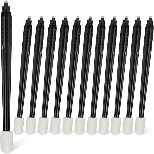 12 Disposable Microblading Pens with Pigment Sponge