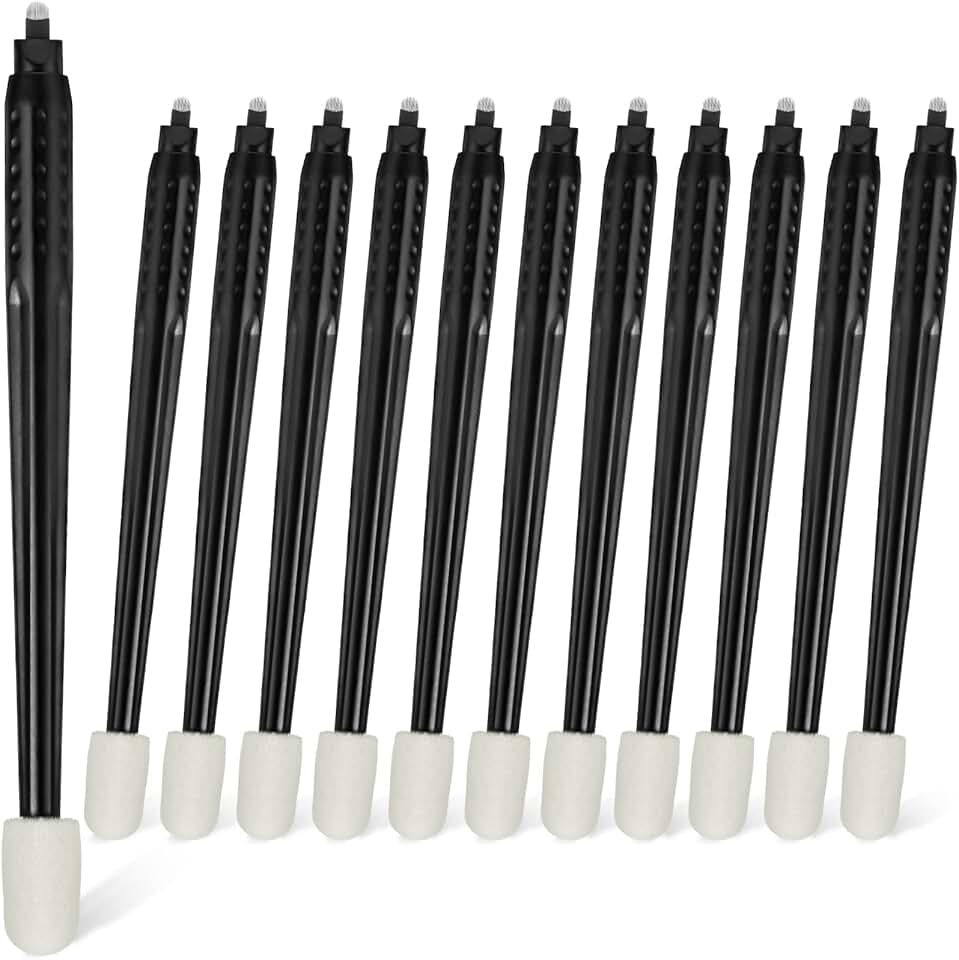 12 Disposable Microblading Pens with Pigment Sponge