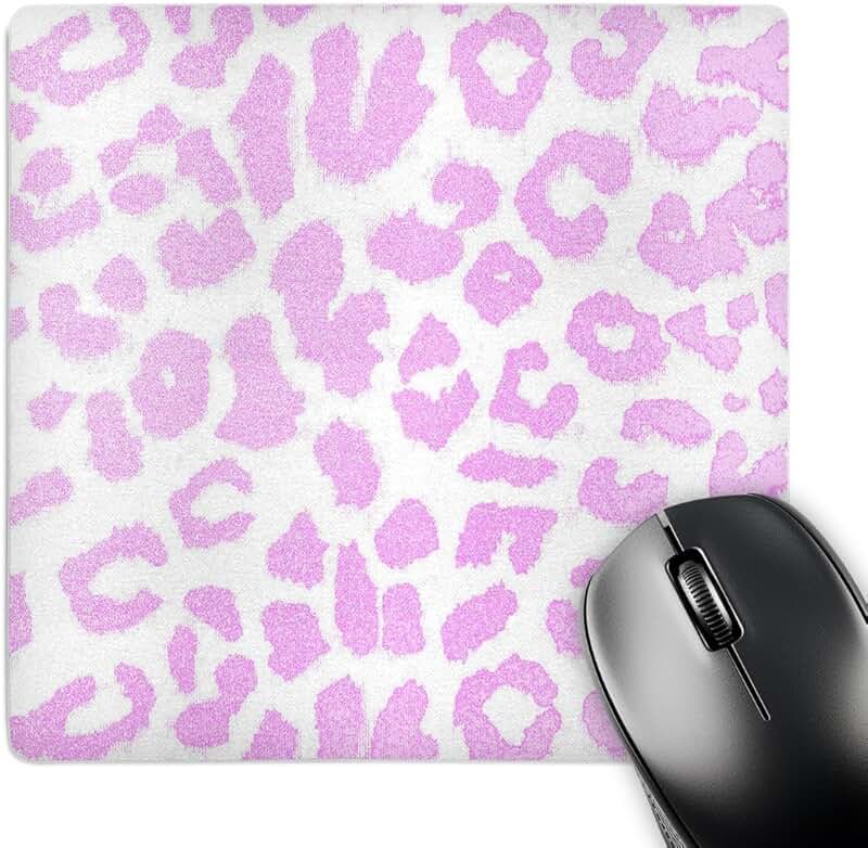 Pink Leopard Print Mouse Pad, 8 x 8 inches