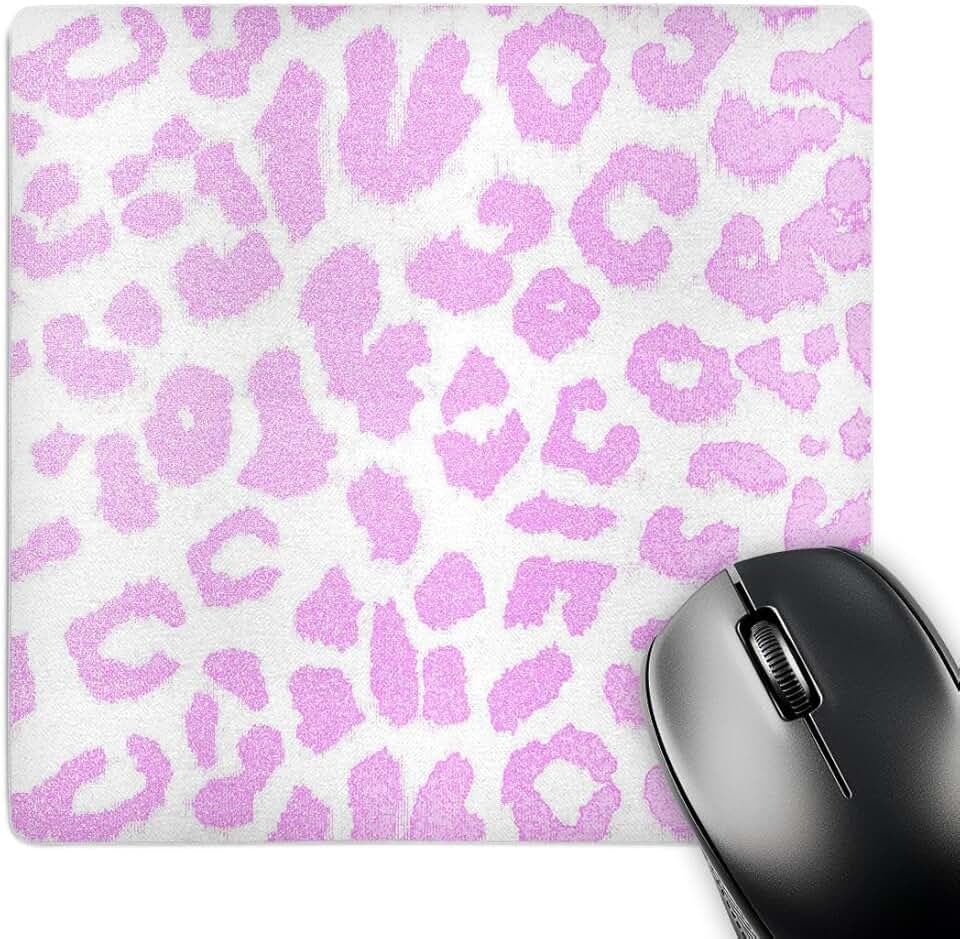 Pink Leopard Print Mouse Pad, 8 x 8 inches