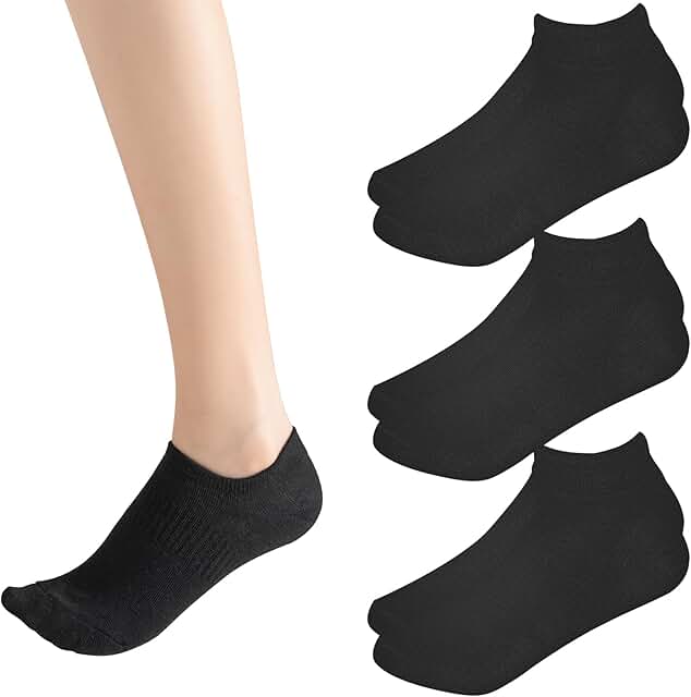 Women's No Show Low Cut Non Slip Socks, 3 Pairs