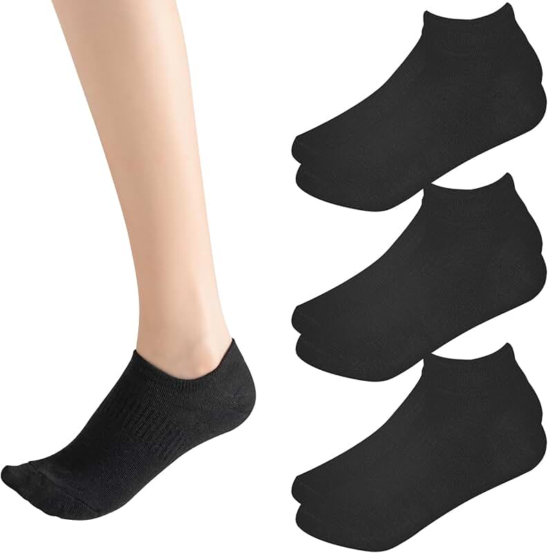 Women's No Show Low Cut Non Slip Socks, 3 Pairs