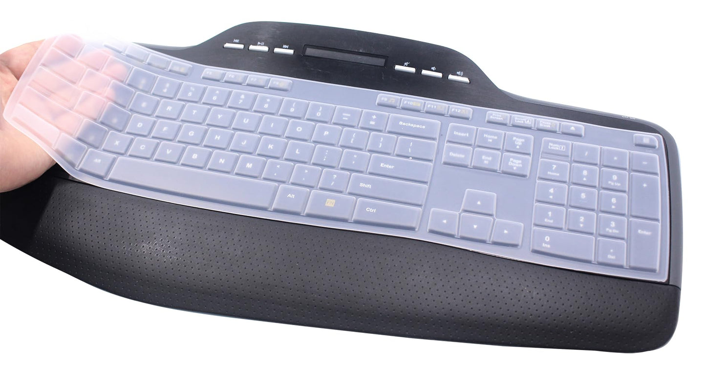 Clear silicone keyboard cover for wireless desktop keyboards