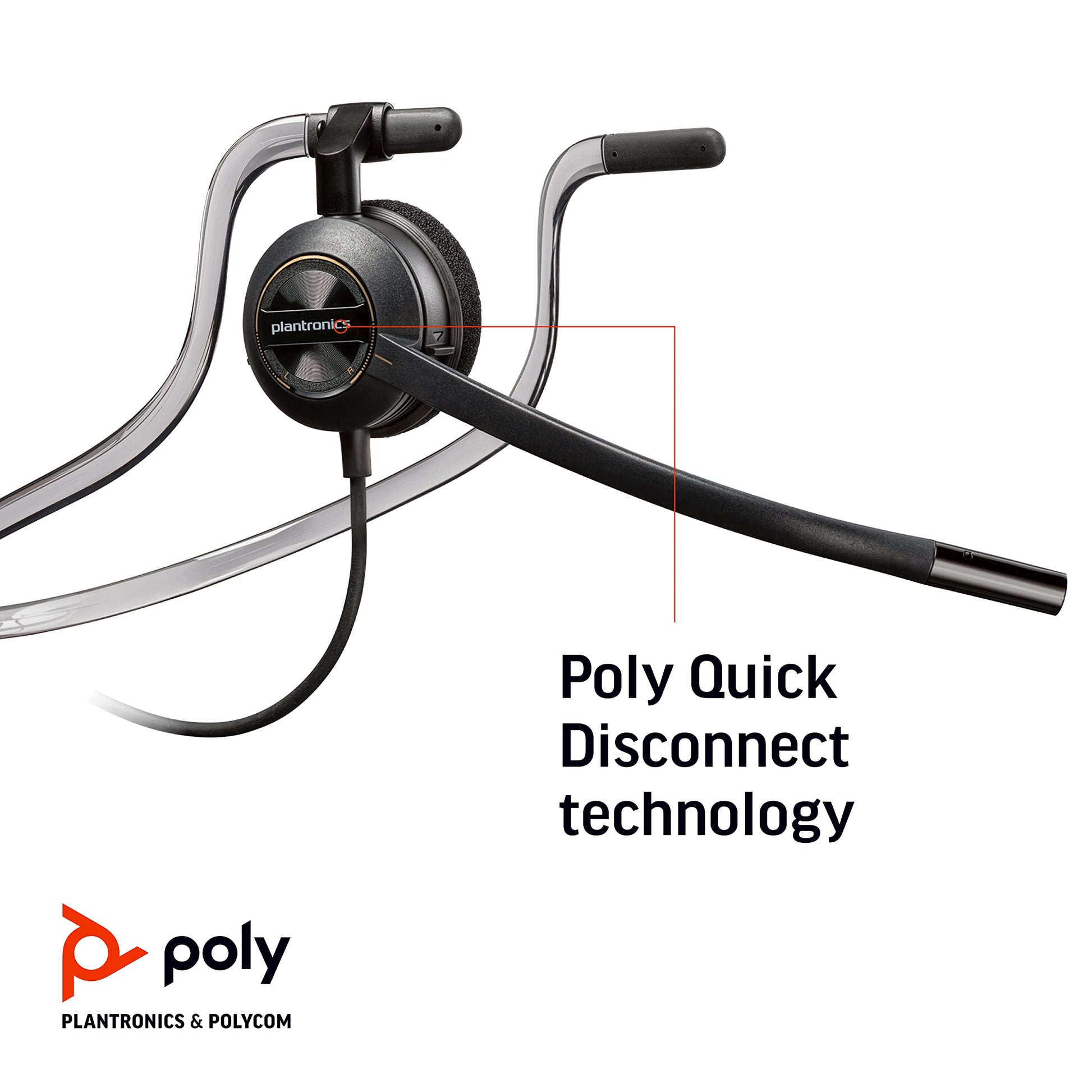 Plantronics - EncorePro HW540 Convertible Headet - Wired Convertible (3 wearing styles) Headset with Boom Mic - Connect to your PC and/or Deskphone