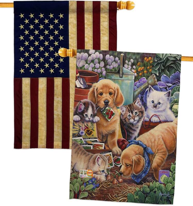 Helpful Garden House Flag Pack with Dog and Animal Designs