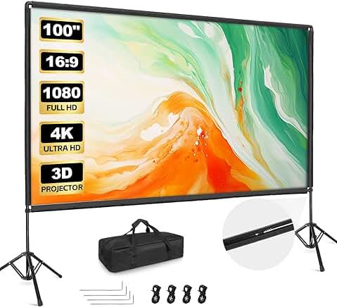 100-inch Portable Projector Screen with Stand