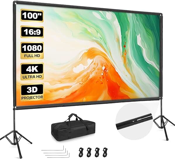 100-inch Portable Projector Screen with Stand