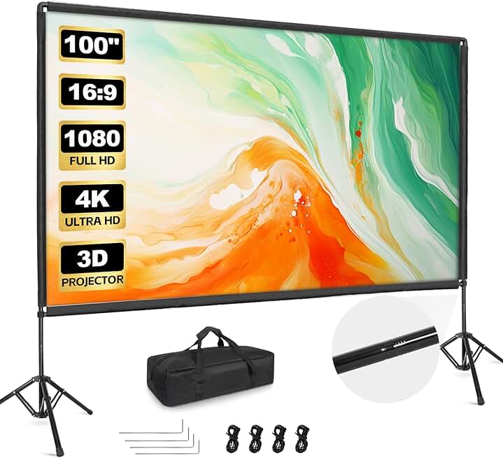 100-inch Portable Projector Screen with Stand