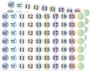 1400 Small Yard Sale Price Stickers, 1 Inch Gradient Color