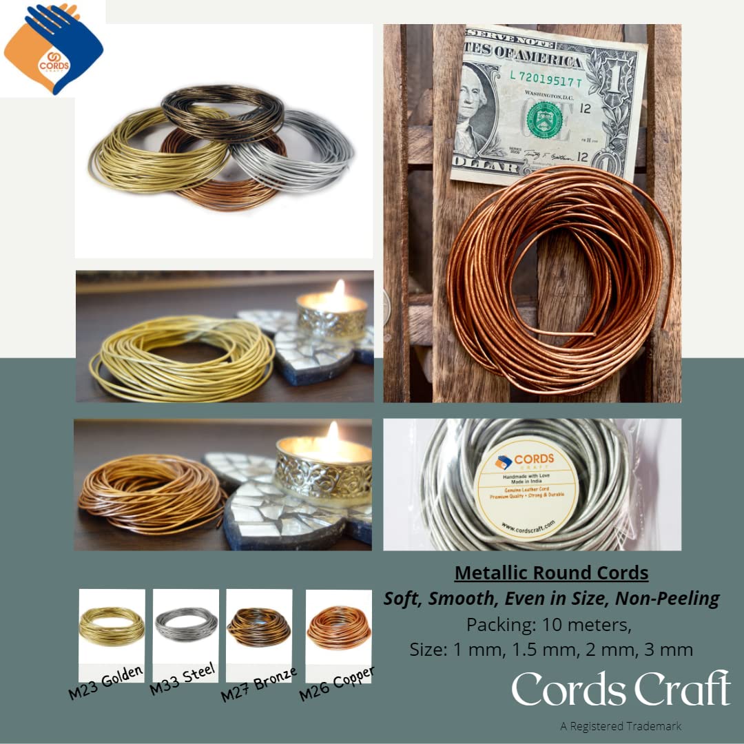 1.5mm Round Leather Cord for Jewelry and Crafts 10M