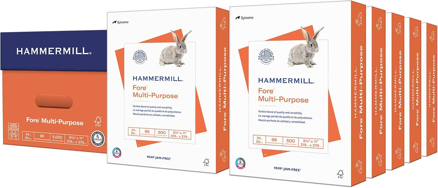 Multipurpose 24 lb Copy Paper, 8.5 x 11, 10 Reams