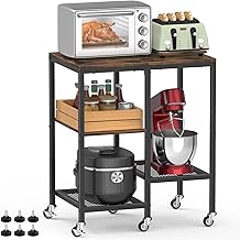 Rustic Brown 4-Tier Rolling Kitchen Storage Cart