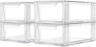 Set of four clear stackable storage drawers
