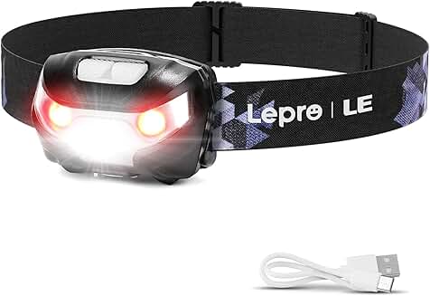 Rechargeable LED Headlamp with 5 Modes and Waterproof Design