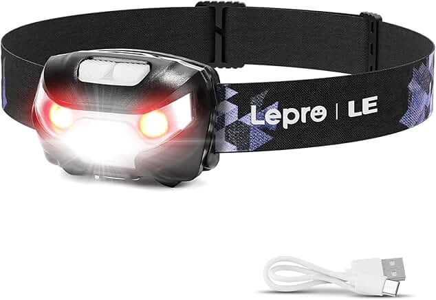 Rechargeable LED Headlamp with 5 Modes and Waterproof Design