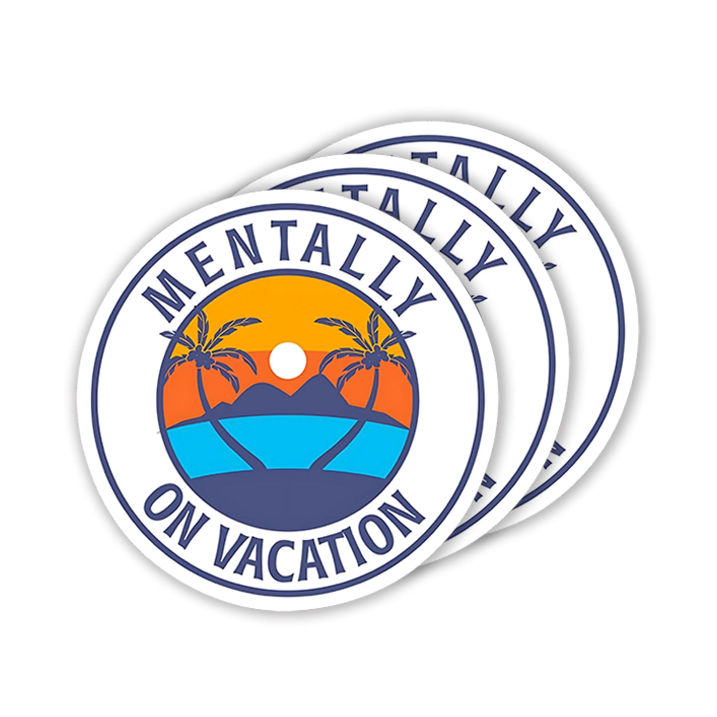 Mentally on Vacation Waterproof Vinyl Sticker Set