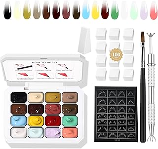 16-Color Ombre Gel Nail Polish Kit with 100 Sponges