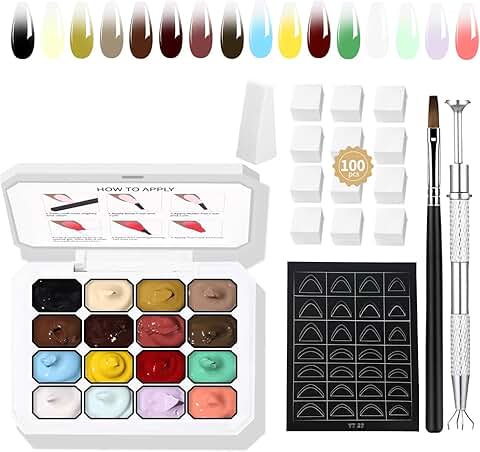 16-Color Ombre Gel Nail Polish Kit with 100 Sponges
