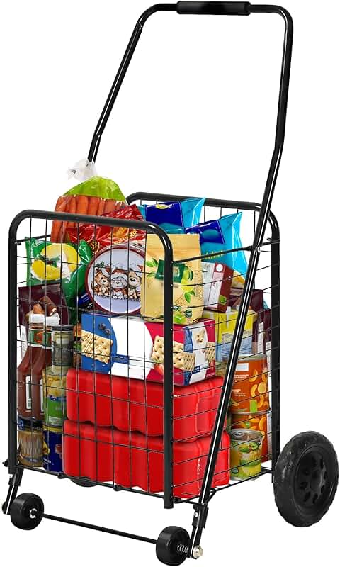 Foldable Rolling Shopping Cart for Groceries and Laundry