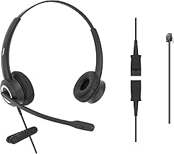 Binaural RJ9 Office Headset with 3.5mm Adapter