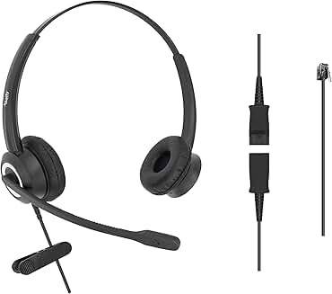 Binaural RJ9 Office Headset with 3.5mm Adapter