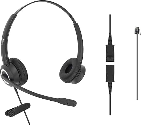 Binaural RJ9 Office Headset with 3.5mm Adapter