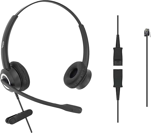 Binaural RJ9 Office Headset with 3.5mm Adapter