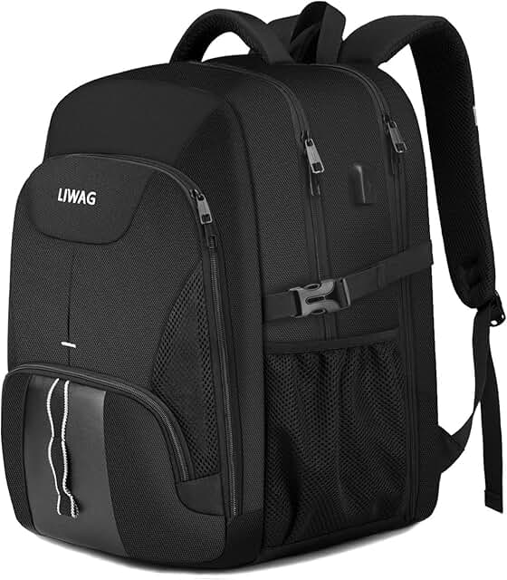 Large 50L Water-Resistant Laptop Backpack with USB Port