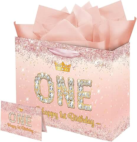 Rose Gold First Birthday Gift Bag for Girls