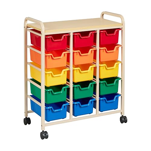 Mobile Storage Cart with 15 Bins