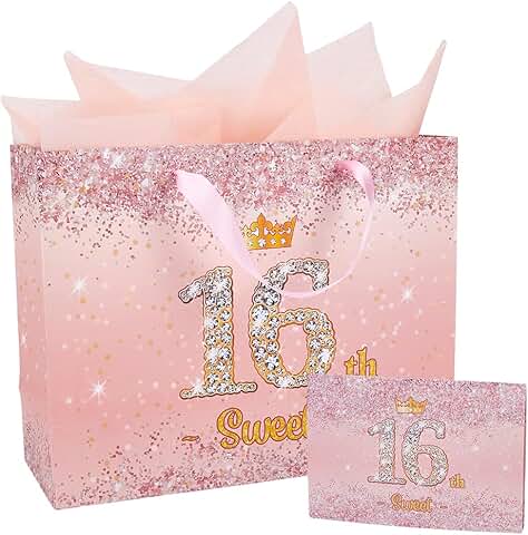 Large Pink Gift Bags with Handles for Birthdays