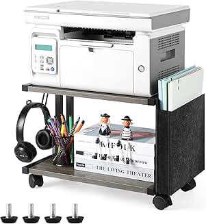Small 2-Tier Printer Stand with Wheels for Home Office