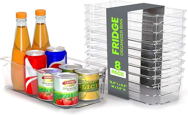 8 Clear Stackable Fridge & Pantry Storage Bins