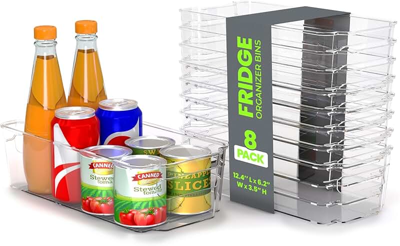 8 Clear Stackable Fridge & Pantry Storage Bins