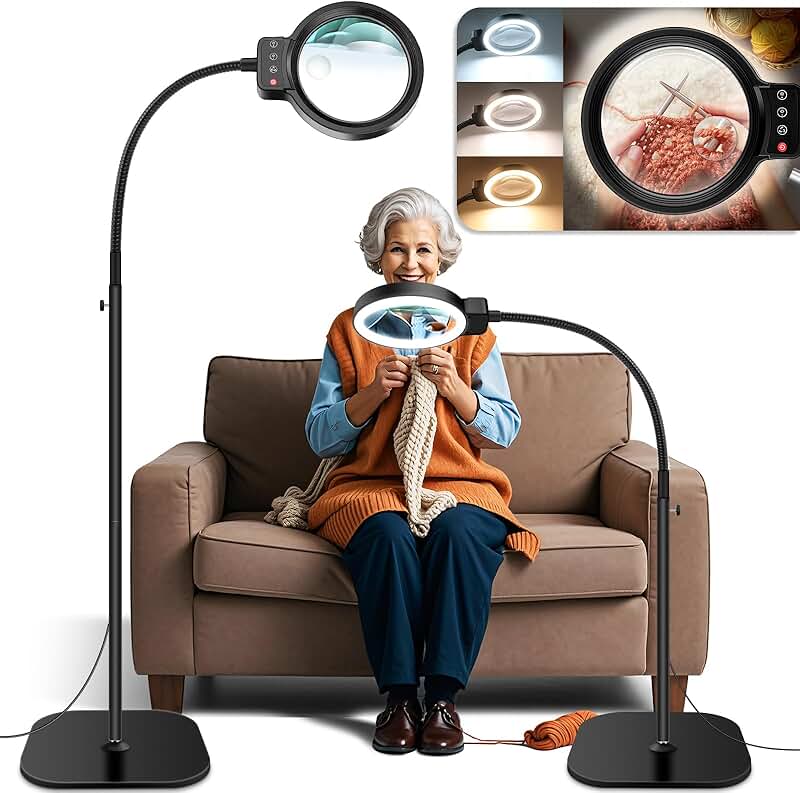 Large Floor Magnifying Glass with Light and Stand