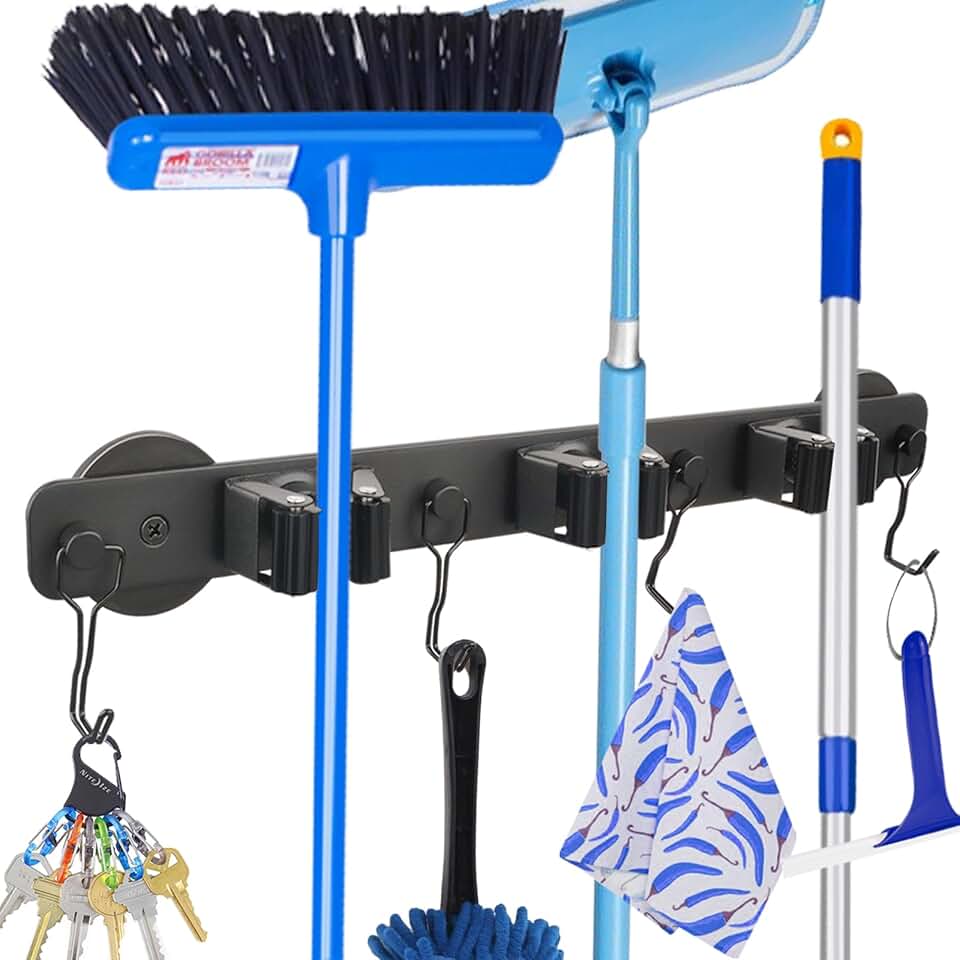 Heavy Duty Magnetic Mop and Tool Holder with Hooks