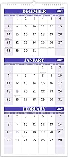 2026 Three-Month Vertical Wall Calendar