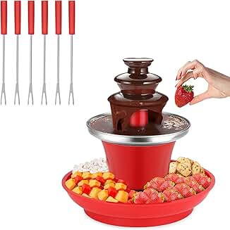 Mini Chocolate Fondue Fountain with 6 Forks and Serving Tray