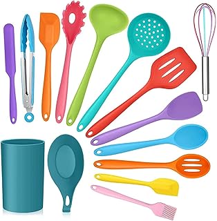15-Piece Silicone Kitchen Utensil Set with Holder