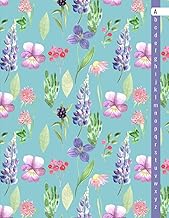 Alphabetical Lined Notebook with A-Z Tabs and Watercolor Wildflowers