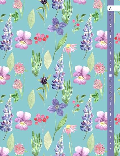 Alphabetical Lined Notebook with A-Z Tabs and Watercolor Wildflowers
