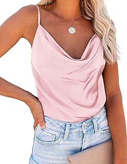 Satin Cowl Neck Sleeveless Tank Top for Women