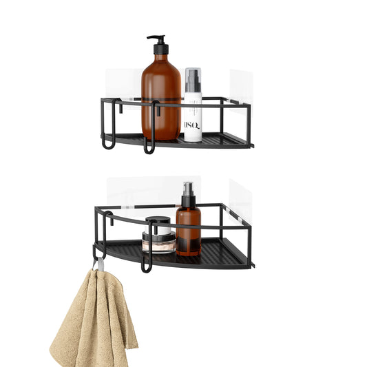 Cubiko Shower Bin Caddy Set, Corner, Black
