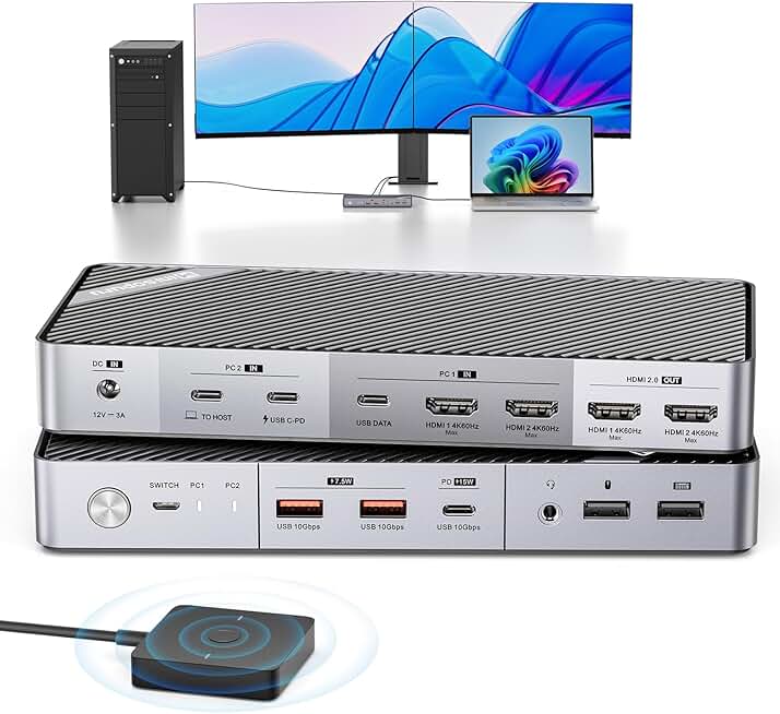 Dual Monitor KVM Docking Station with 4K HDMI and USB-C