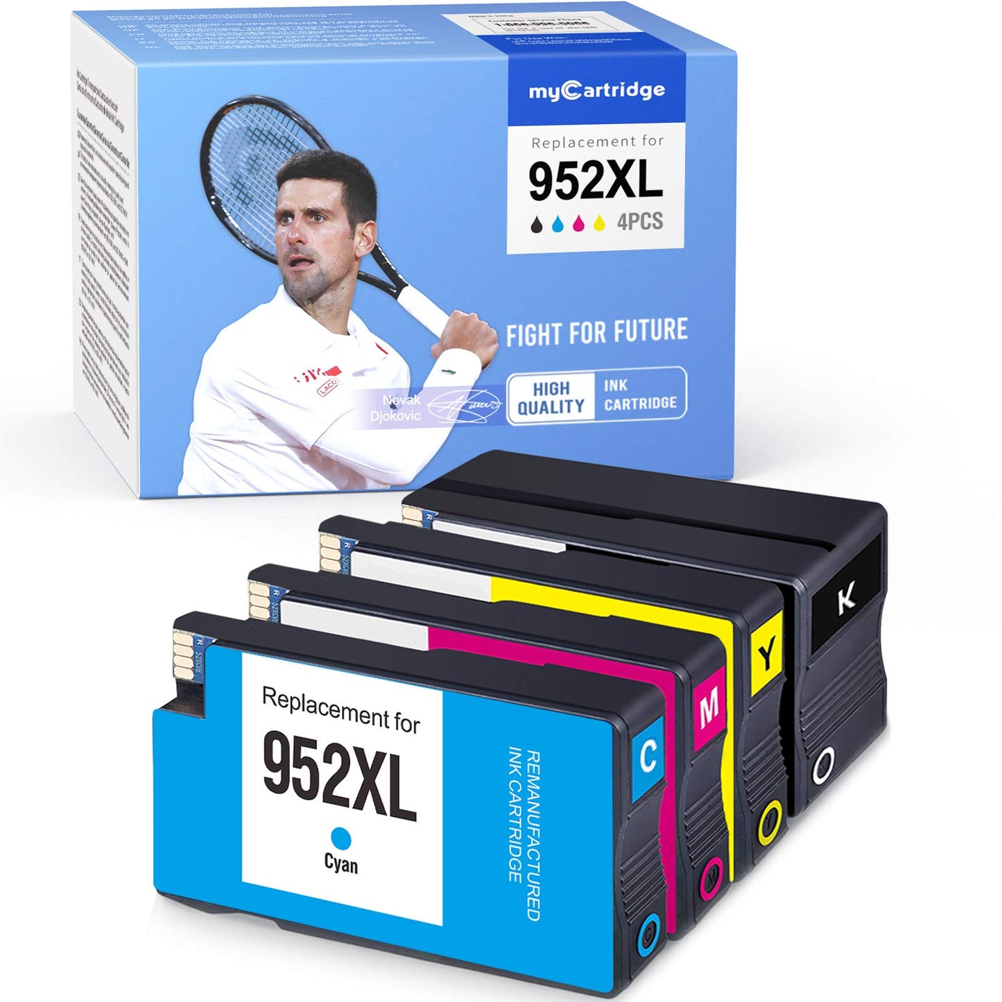 Remanufactured Ink Cartridge Replacement HP 952XL 952 XL Ink Cartridge Officejet Pro 8710 8715 8720 8740 7740 8210 8730 Printer (1 Black 1 Cyan 1 Magenta 1 Yellow, 4-Pack)